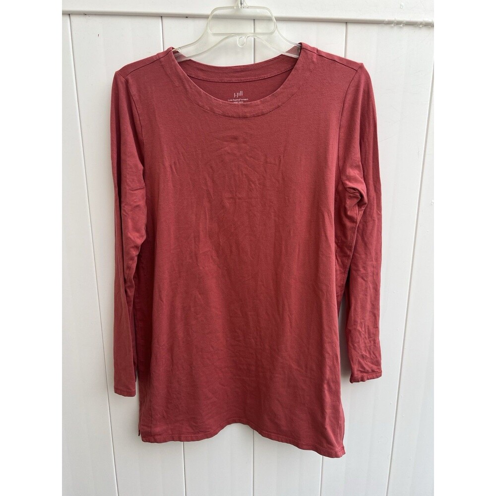 J.Jill Luxe Supima Forward Seam Tunic Size Medium Orange Long Sleeve
